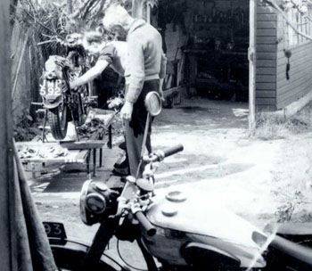 Working on bike